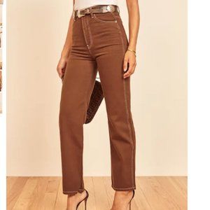 Brown Reformation Cowboy High Rise Straight Jeans